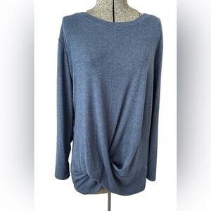 Tunic Top For Women Twist Front Long Sleeve Crew Neck Shirts